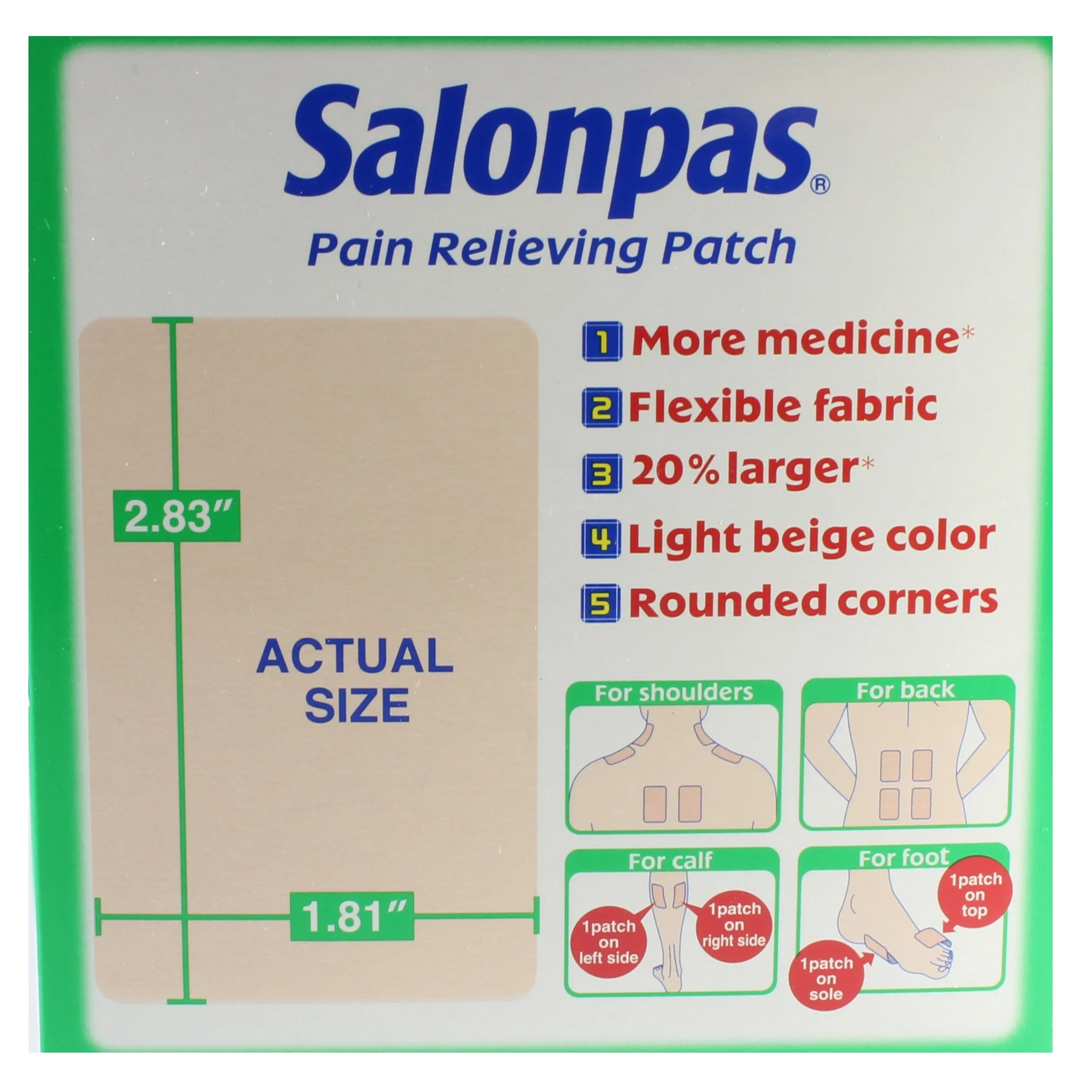 Salonpas 140 Patches for Pain Relief in Muscles and Joints 7.2 x 4.6 cm - Image 3