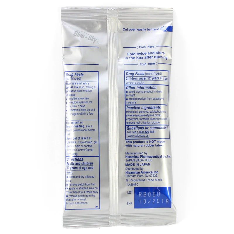 Salonpas 20 Patches for Pain Relief in Muscles and Joints 7.2 x 4.6 cm - Image 4